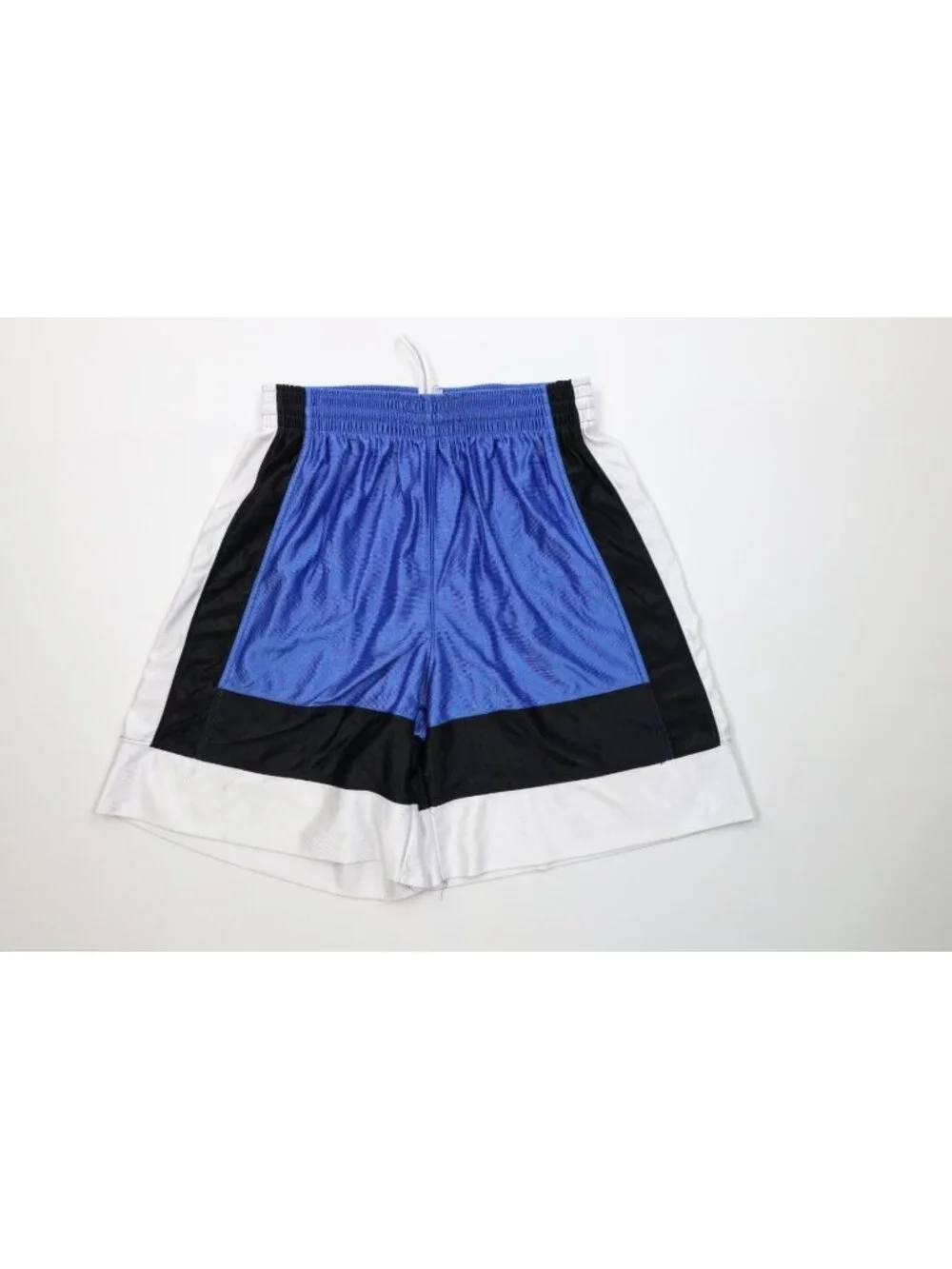 Vintage 90s Mens Large Color Block Silky Dazzle Gym Basketball Shorts Blue USA